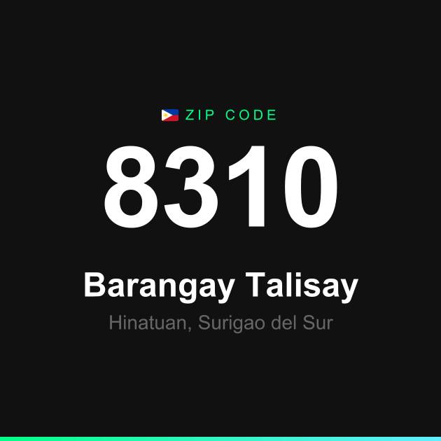 Shareable ZIP code 8310 card for Barangay Talisay