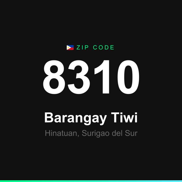Shareable ZIP code 8310 card for Barangay Tiwi