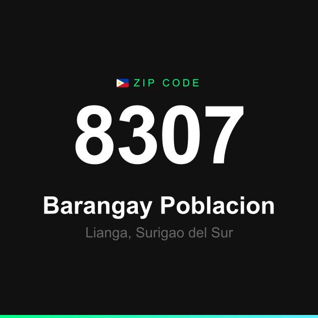 Shareable ZIP code 8307 card for Barangay Poblacion