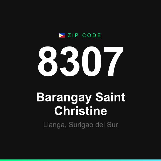 Shareable ZIP code 8307 card for Barangay Saint Christine