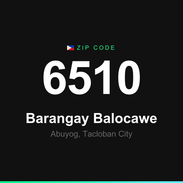 Shareable ZIP code 6510 card for Barangay Balocawe