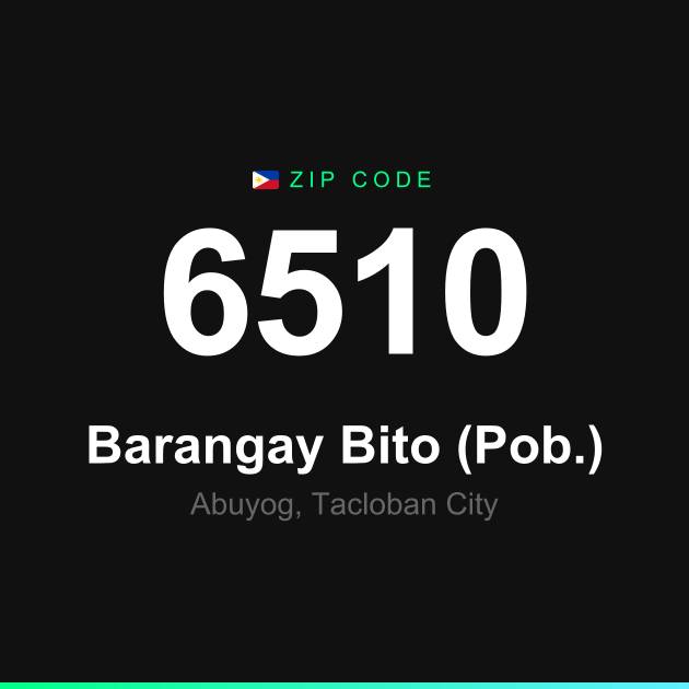 Shareable ZIP code 6510 card for Barangay Bito (Pob.)