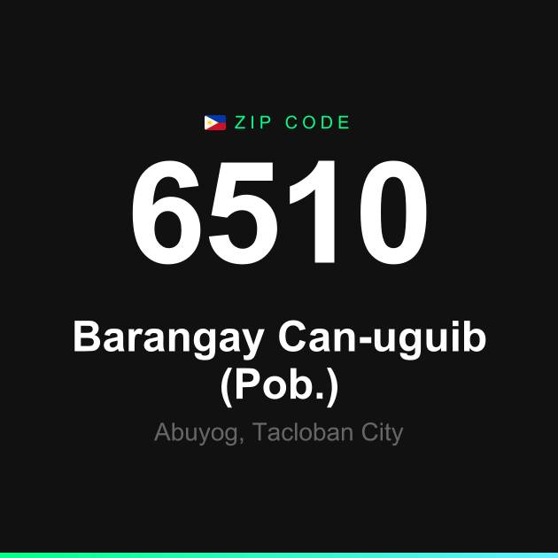 Shareable ZIP code 6510 card for Barangay Can-uguib (Pob.)