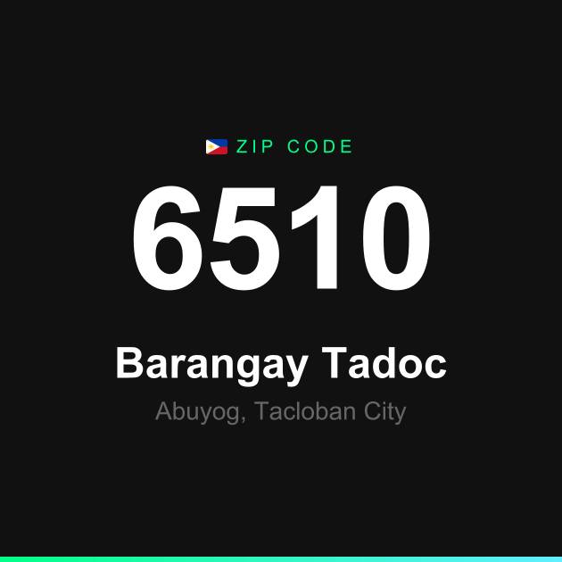 Shareable ZIP code 6510 card for Barangay Tadoc