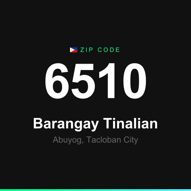 Shareable ZIP code 6510 card for Barangay Tinalian