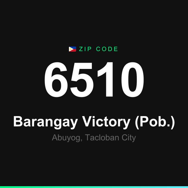 Shareable ZIP code 6510 card for Barangay Victory (Pob.)