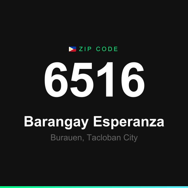 Shareable ZIP code 6516 card for Barangay Esperanza