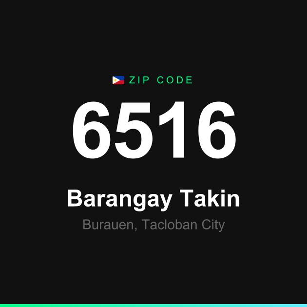 Shareable ZIP code 6516 card for Barangay Takin