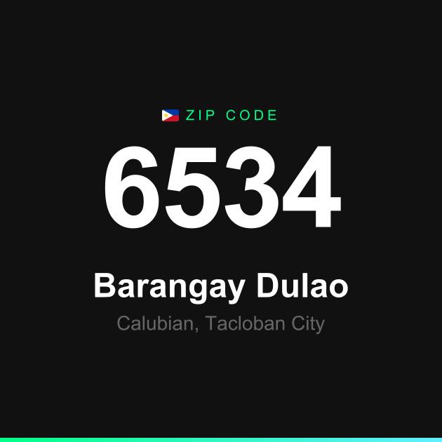 Shareable ZIP code 6534 card for Barangay Dulao