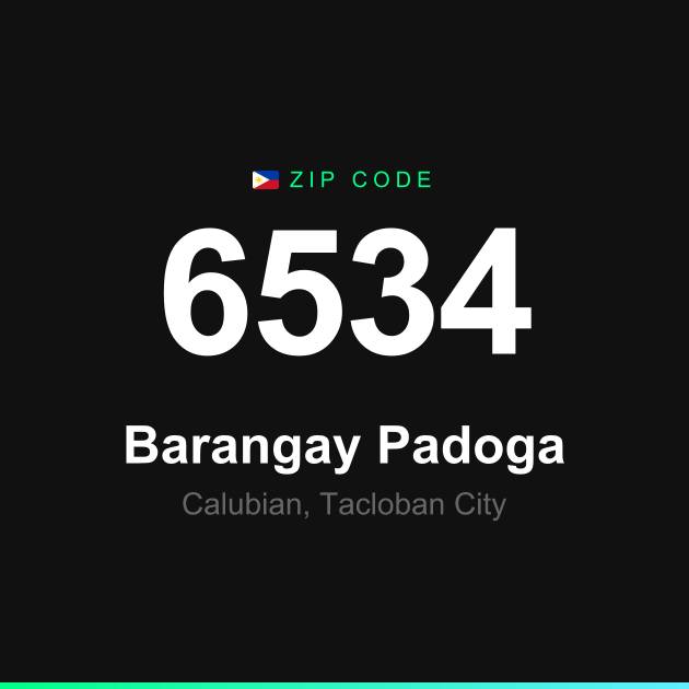 Shareable ZIP code 6534 card for Barangay Padoga