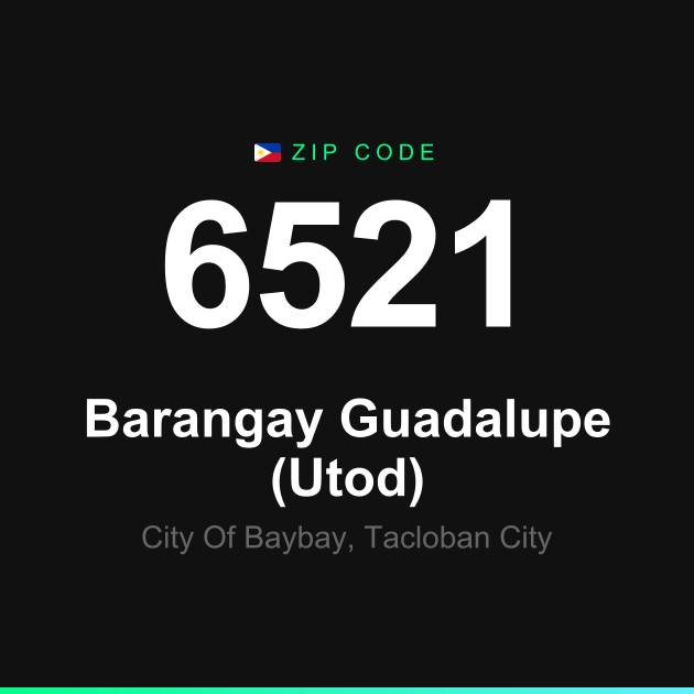 Shareable ZIP code 6521 card for Barangay Guadalupe (Utod)
