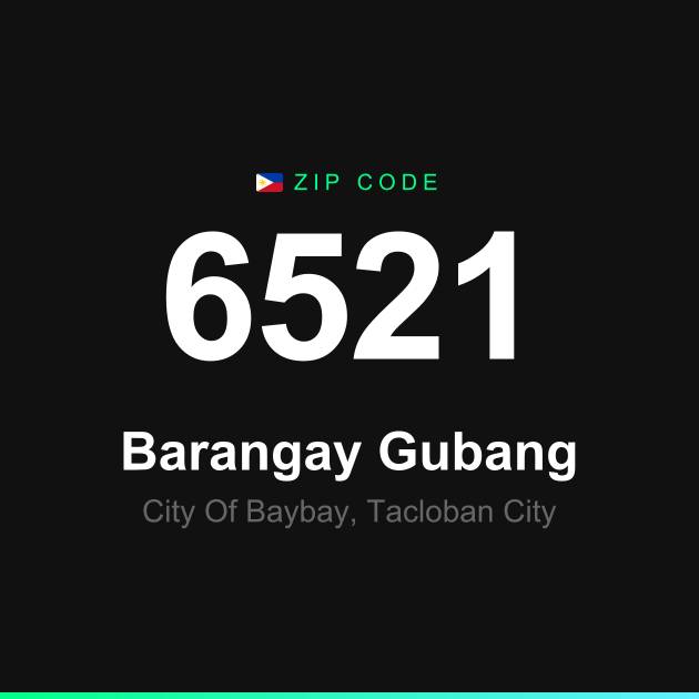 Shareable ZIP code 6521 card for Barangay Gubang