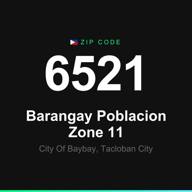 Shareable ZIP code 6521 card for Barangay Poblacion Zone 11