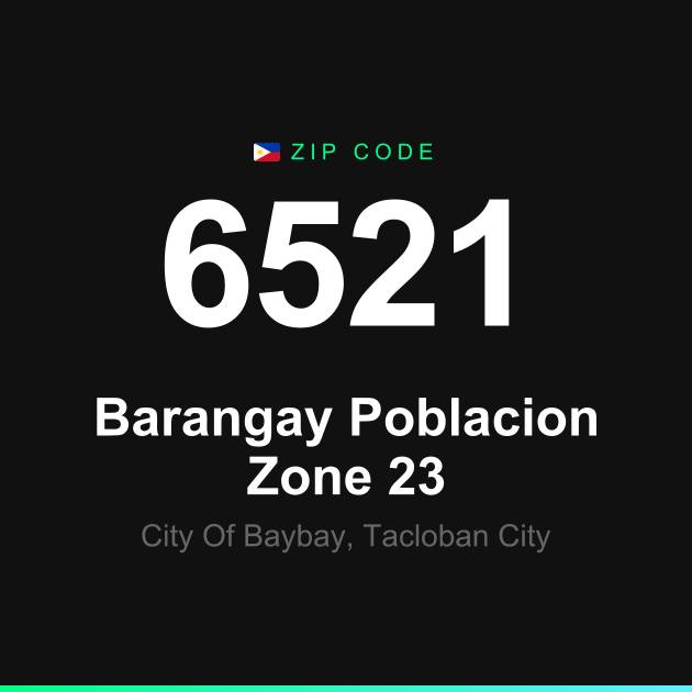 Shareable ZIP code 6521 card for Barangay Poblacion Zone 23