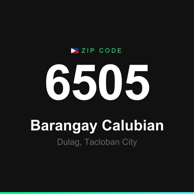 Shareable ZIP code 6505 card for Barangay Calubian