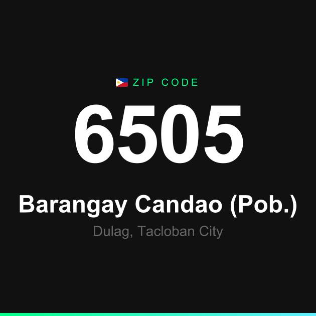 Shareable ZIP code 6505 card for Barangay Candao (Pob.)
