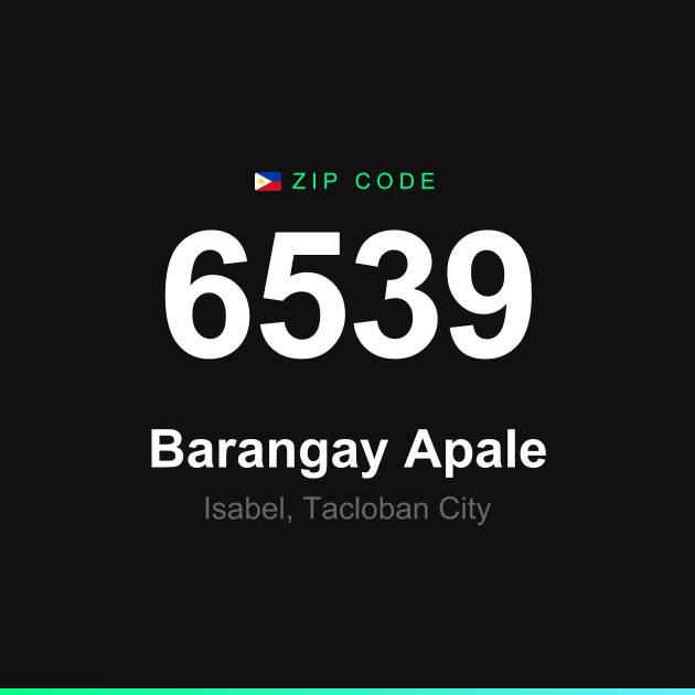 Shareable ZIP code 6539 card for Barangay Apale