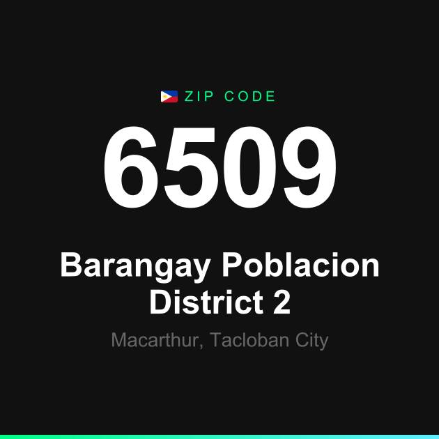 Shareable ZIP code 6509 card for Barangay Poblacion District 2
