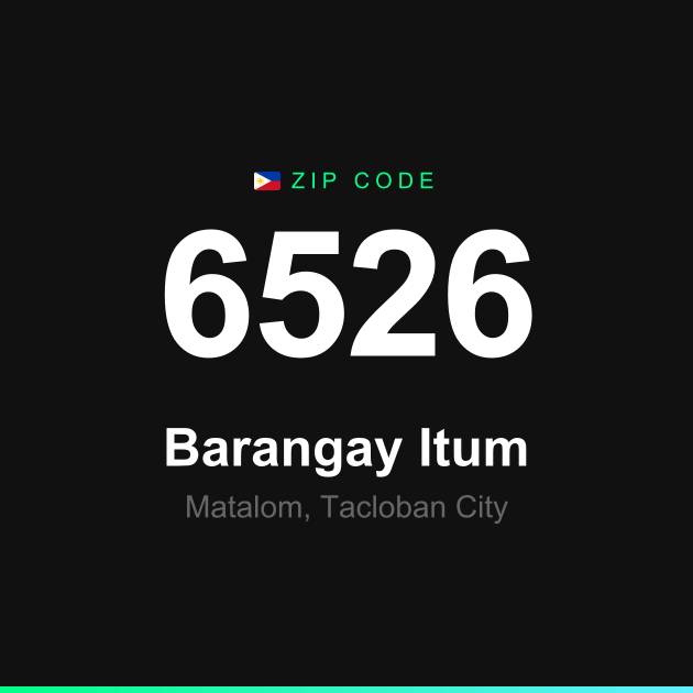 Shareable ZIP code 6526 card for Barangay Itum