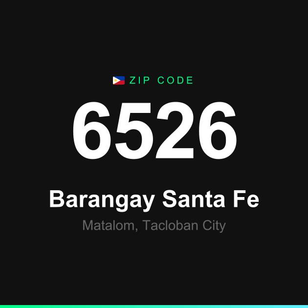 Shareable ZIP code 6526 card for Barangay Santa Fe