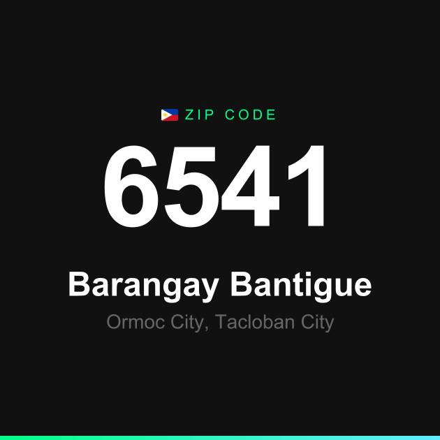Shareable ZIP code 6541 card for Barangay Bantigue