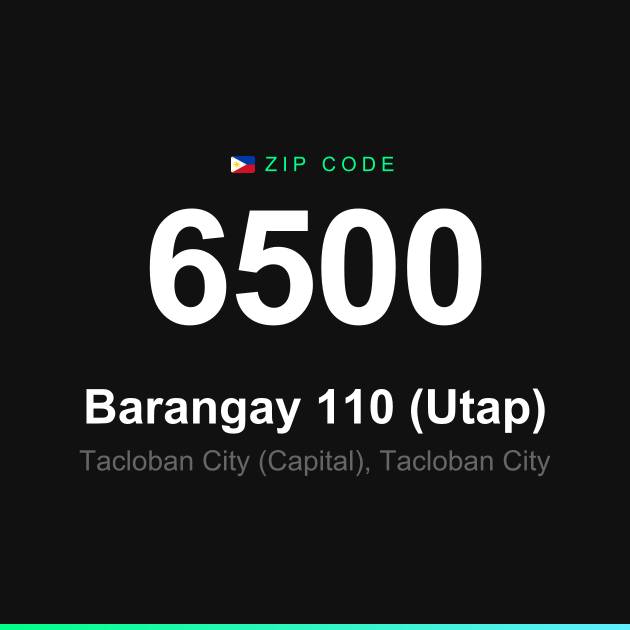 Shareable ZIP code 6500 card for Barangay 110 (Utap)
