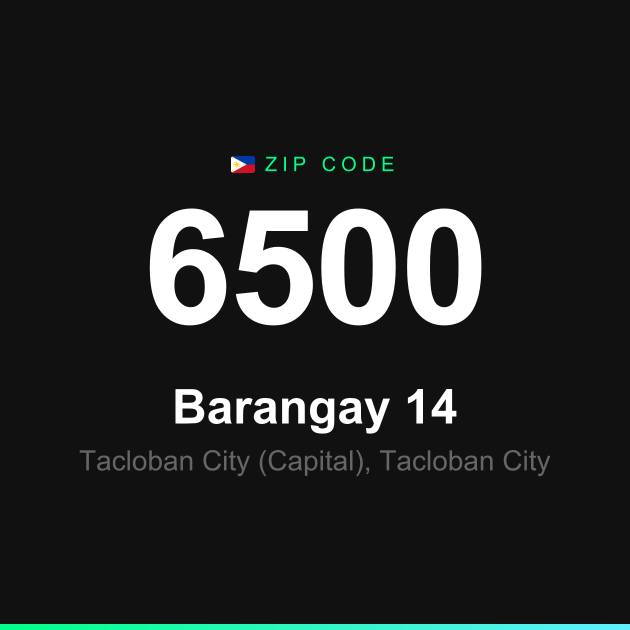 Shareable ZIP code 6500 card for Barangay 14