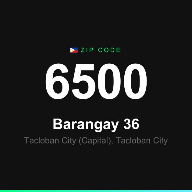 Shareable ZIP code 6500 card for Barangay 36