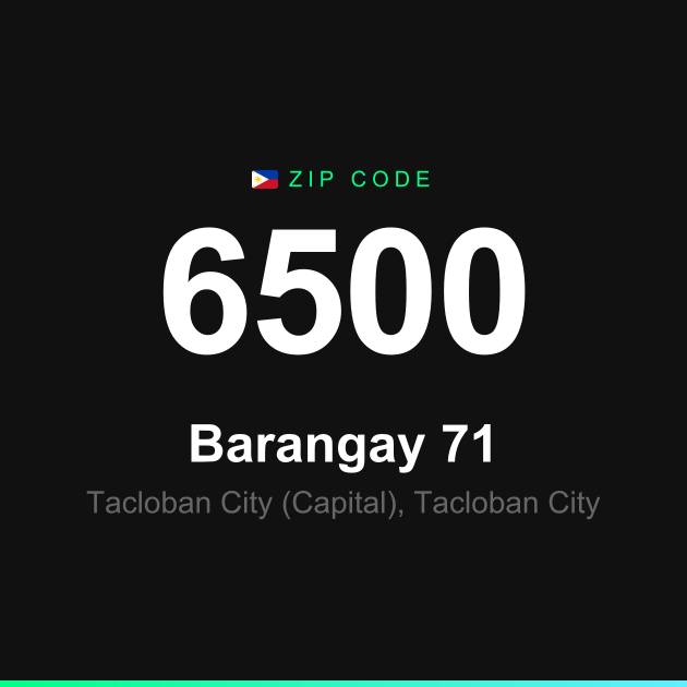 Shareable ZIP code 6500 card for Barangay 71
