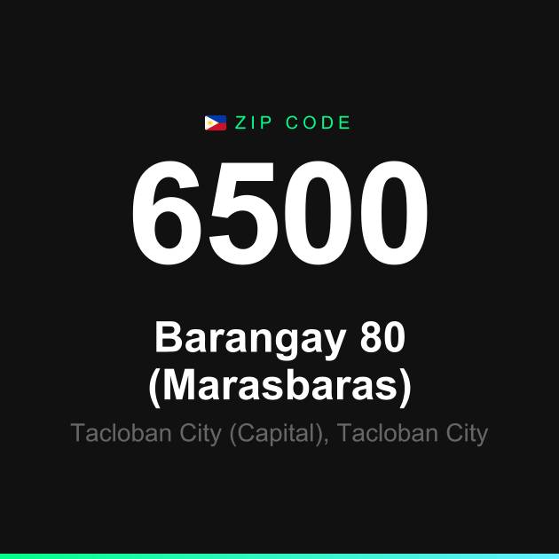 Shareable ZIP code 6500 card for Barangay 80 (Marasbaras)