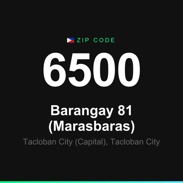 Shareable ZIP code 6500 card for Barangay 81 (Marasbaras)