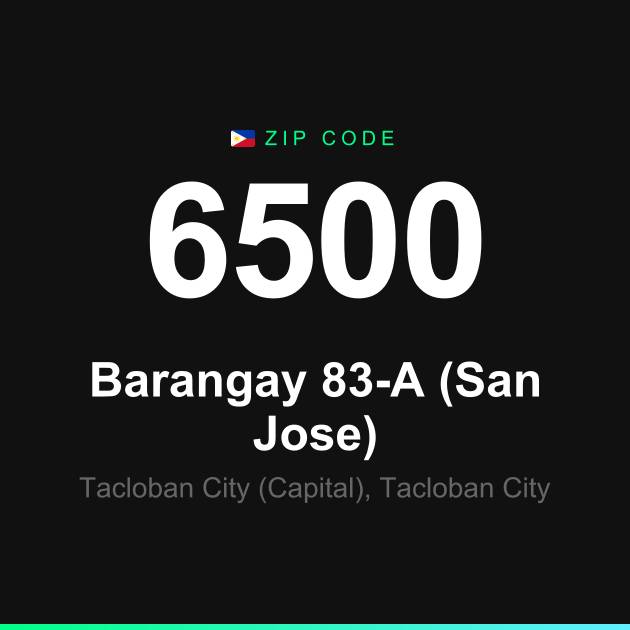 Shareable ZIP code 6500 card for Barangay 83-A (San Jose)