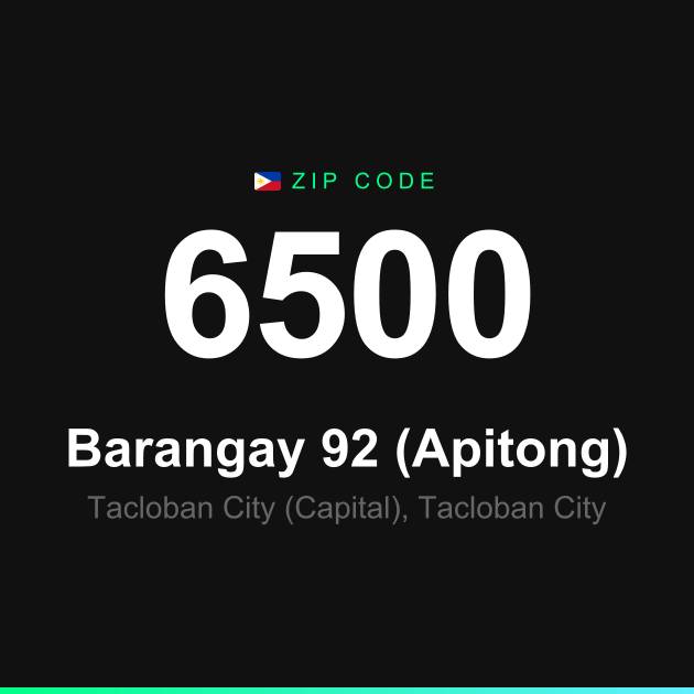 Shareable ZIP code 6500 card for Barangay 92 (Apitong)