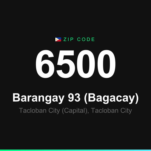 Shareable ZIP code 6500 card for Barangay 93 (Bagacay)