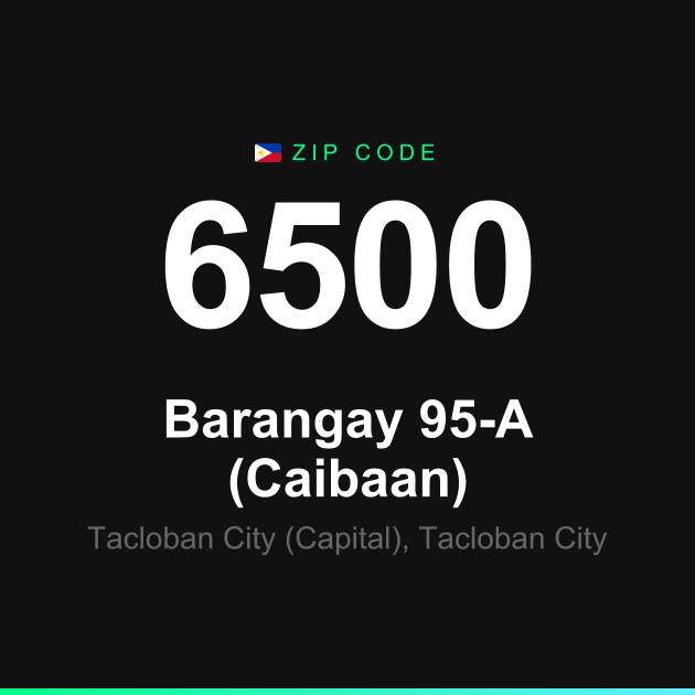 Shareable ZIP code 6500 card for Barangay 95-A (Caibaan)