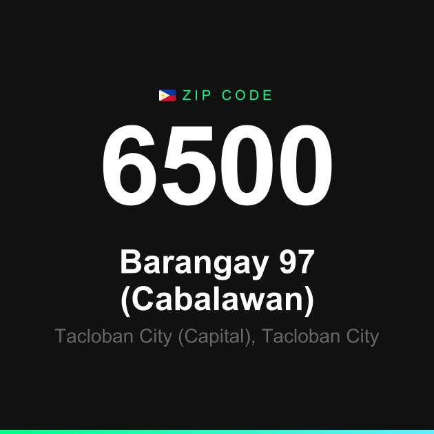 Shareable ZIP code 6500 card for Barangay 97 (Cabalawan)
