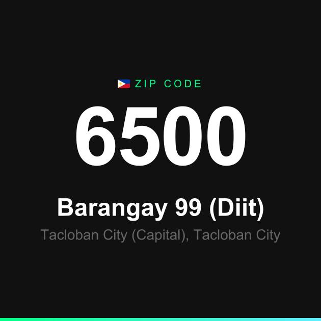 Shareable ZIP code 6500 card for Barangay 99 (Diit)