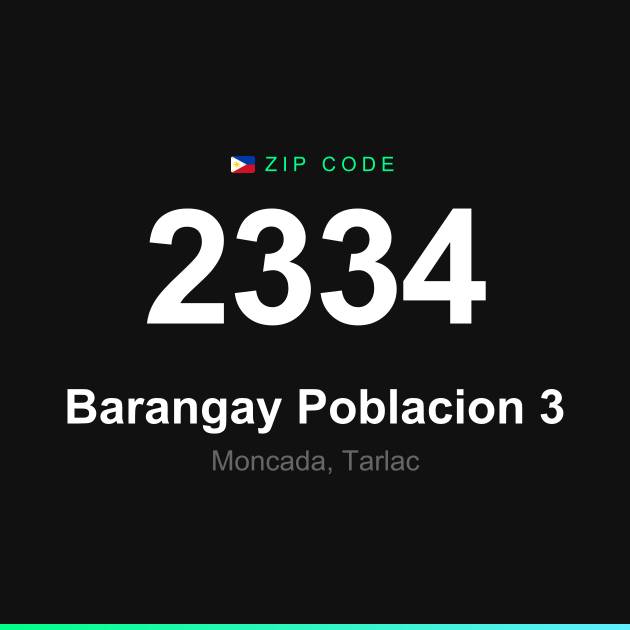 Shareable ZIP code 2334 card for Barangay Poblacion 3