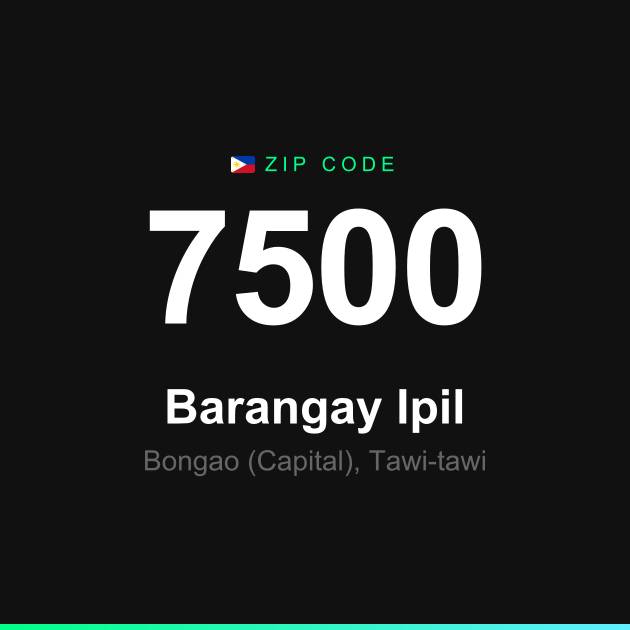Shareable ZIP code 7500 card for Barangay Ipil