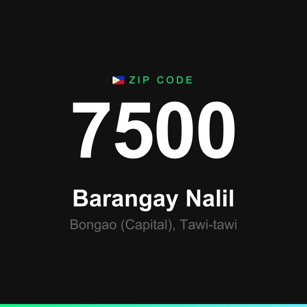 Shareable ZIP code 7500 card for Barangay Nalil