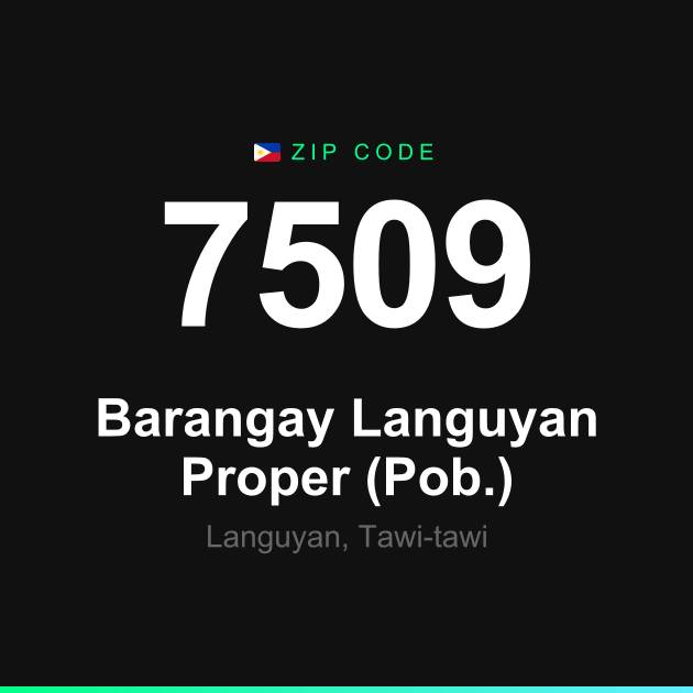 Shareable ZIP code 7509 card for Barangay Languyan Proper (Pob.)