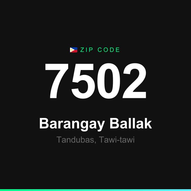 Shareable ZIP code 7502 card for Barangay Ballak