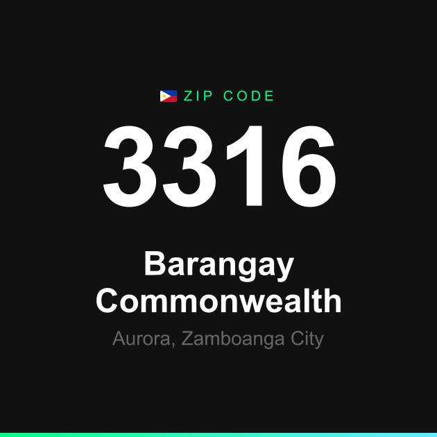 Shareable ZIP code 3316 card for Barangay Commonwealth