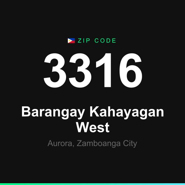 Shareable ZIP code 3316 card for Barangay Kahayagan West