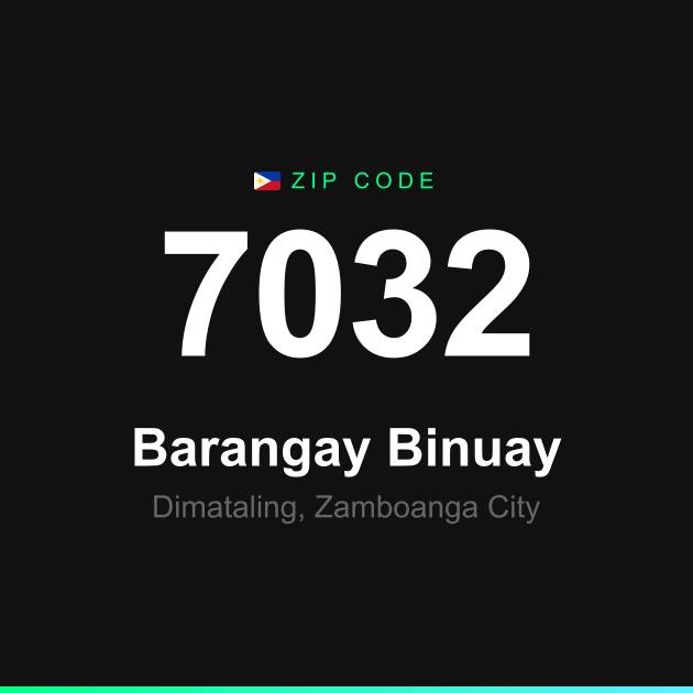 Shareable ZIP code 7032 card for Barangay Binuay