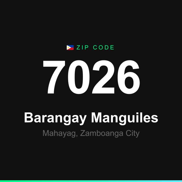 Shareable ZIP code 7026 card for Barangay Manguiles