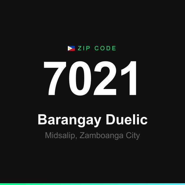 Shareable ZIP code 7021 card for Barangay Duelic
