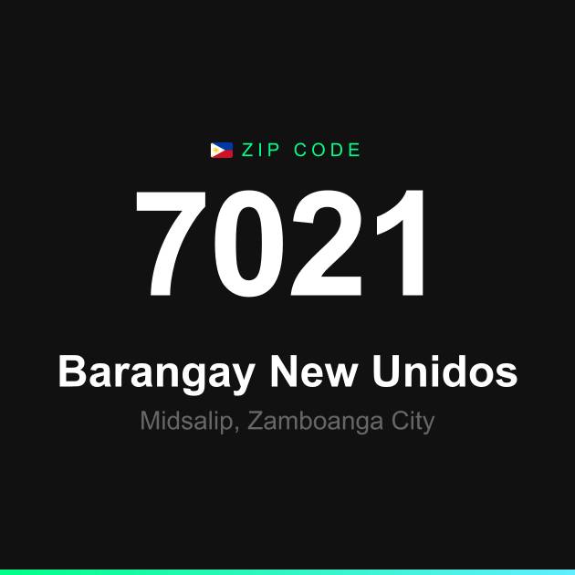 Shareable ZIP code 7021 card for Barangay New Unidos