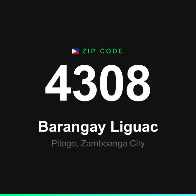 Shareable ZIP code 4308 card for Barangay Liguac
