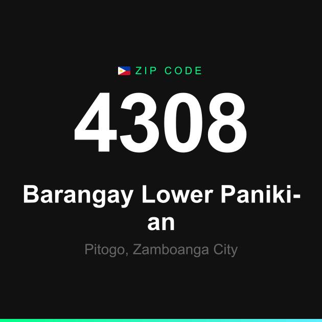 Shareable ZIP code 4308 card for Barangay Lower Paniki-an